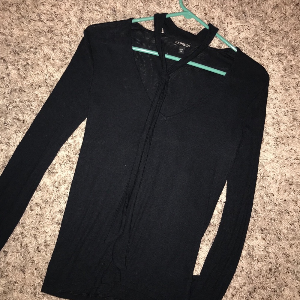 Tie Neck Long Sleeve Top